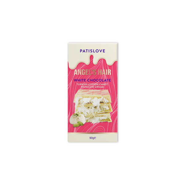 Patislove Antep Fıstığı Kremalı ve Pişmaniye Dolgulu Beyaz Çikolata, 90G - Image 1