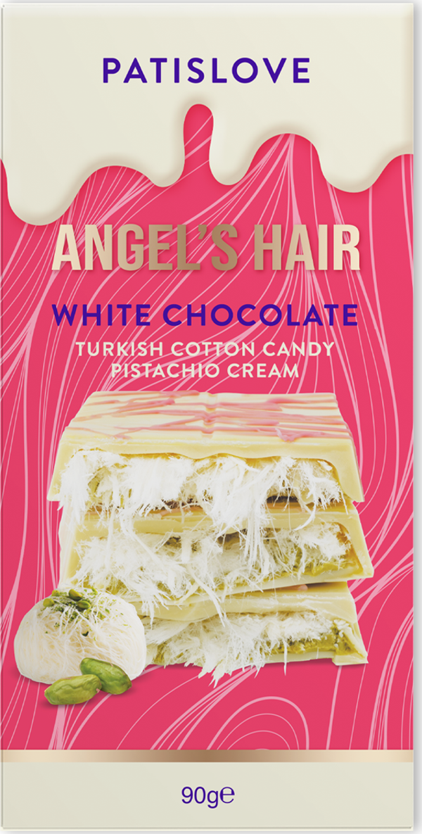 Patislove Antep Fıstığı Kremalı ve Pişmaniye Dolgulu Beyaz Çikolata, 90G - Image 1