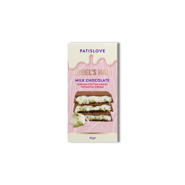 Patislove Antep Fıstığı Kremalı ve Pişmaniye Dolgulu Sütlü Çikolata, 90G - Image 1