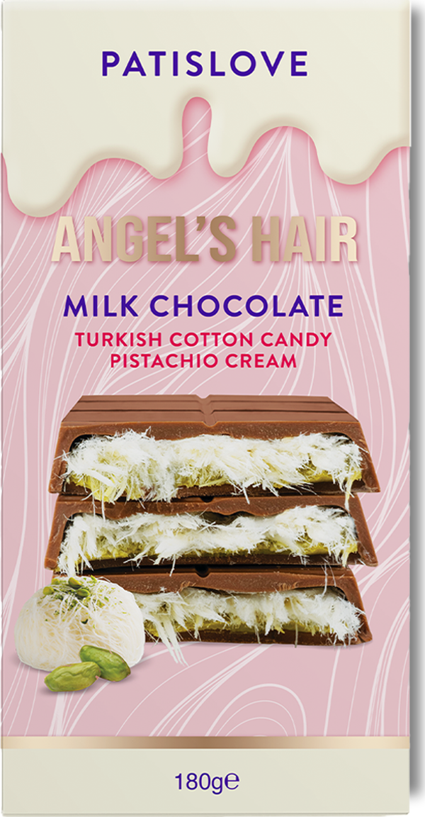 Patislove Antep Fıstığı Kremalı ve Pişmaniye Dolgulu Sütlü Çikolata, 180G - Image 1