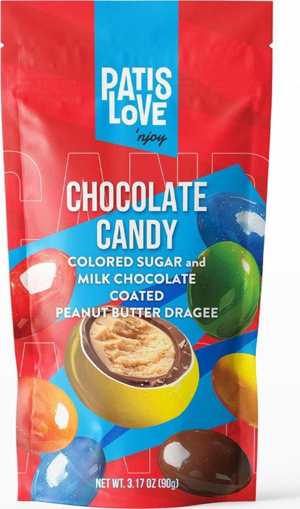 Patislove Renkli Şeker Kaplı Sütlü Çikolatalı Yer Fıstığı Draje, 90G - Image 1