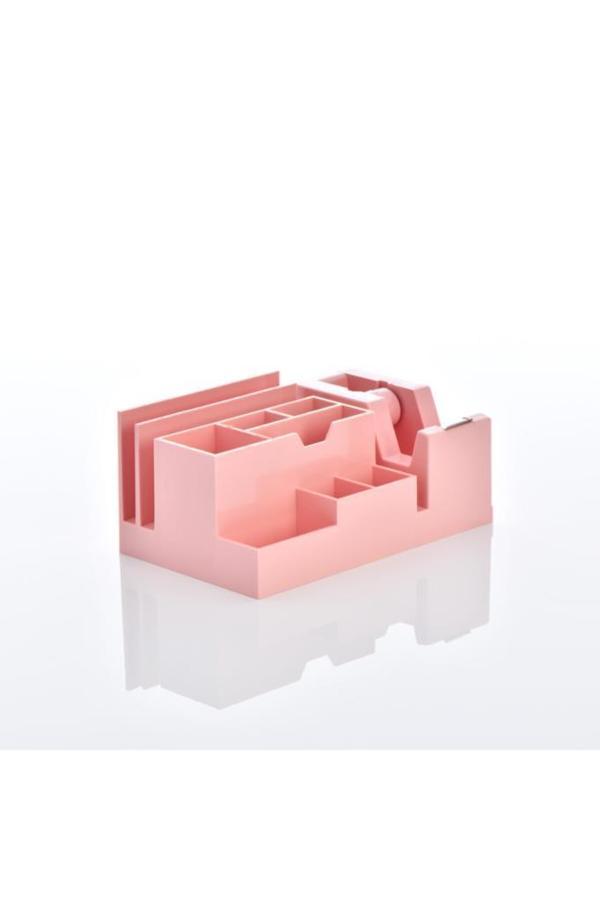 Ops Masa Seti Kalemlik (Organizer) Bant Makinalı Plastik Pastel Pembe KLM 301 - Image 1
