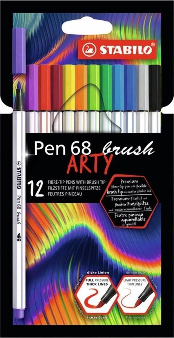 Stabilo Keçe Uçlu Boya Kalemi Pen 68 Brush Arty 12 Renk - Image 1