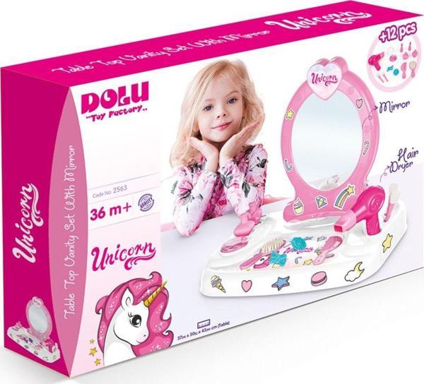 Dolu Oyuncak Unicorn Masaüstü Aynalı Güzellik Seti 2563 - Image 1