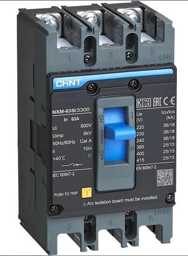 Chint 205889 NXM-63S/3300 3X63A 25KA Termik Manyetik Şalter - Image 1