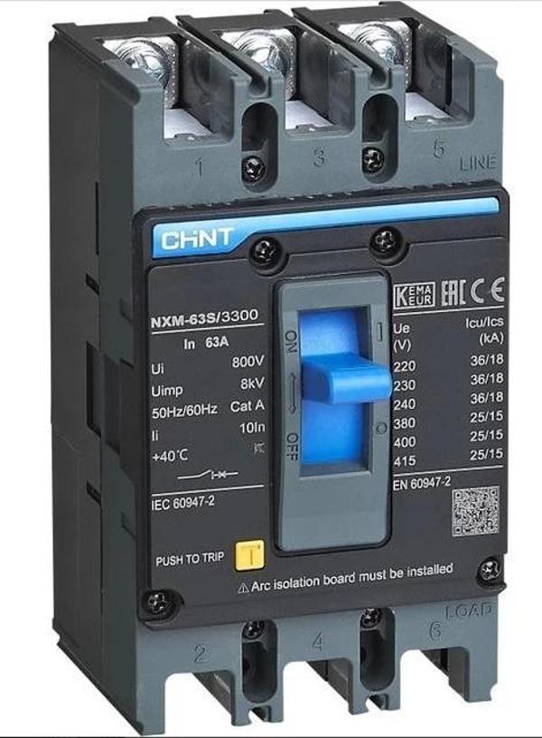 Chint 205889 NXM-63S/3300 3X63A 25KA Termik Manyetik Şalter - Image 1