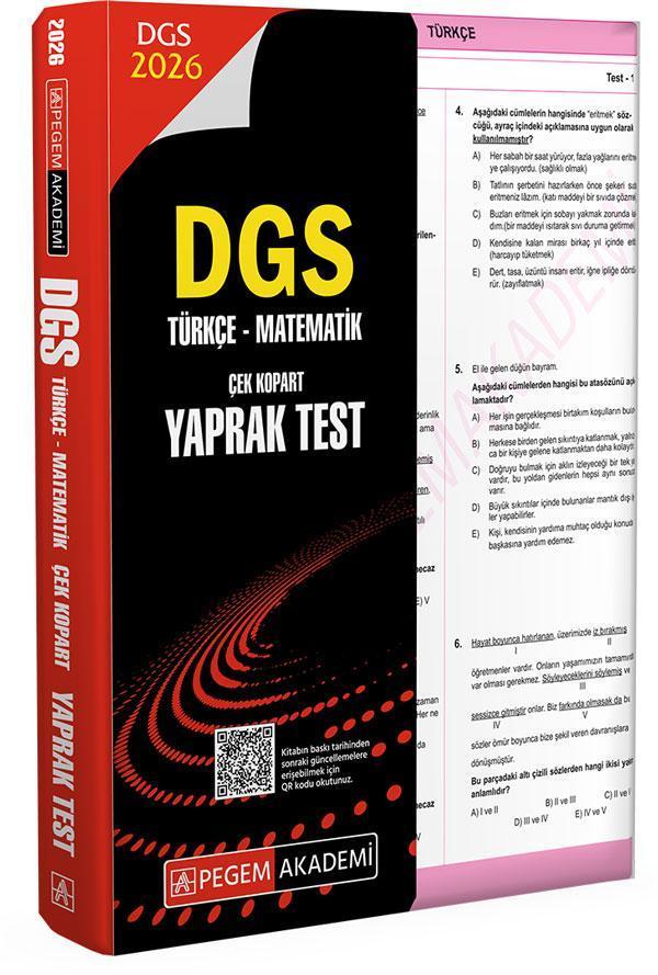2026 DGS Türkçe-Matematik Çek Kopart Yaprak Test - Pegem Akademi Yayıncılık - Image 1