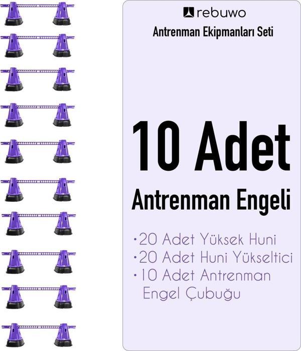 Rebuwo 10'lu Çok Fonksiyonlu Yükselticili Yüksek Huni Antrenman Atlama Engel Seti - Image 1
