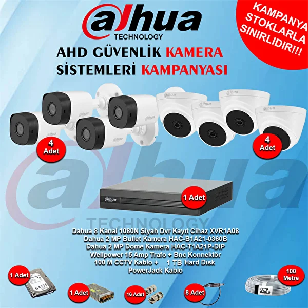 Dahua 8 Kanal Ahd Güvenlik Kamera Kampanya Seti - Image 1