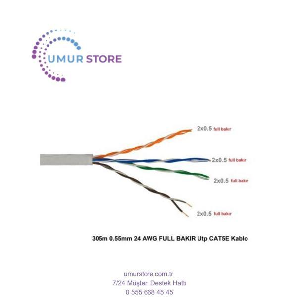 305M 0.5Mm 24 Awg Full Bakır Utp Cat5e Kablo - Image 1