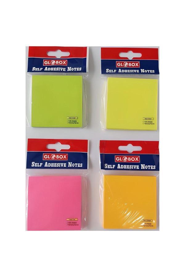 Globox Yapışkanlı Not Kağıdı 75X75Mm 100 Yaprak Neon 6633 (12 Li Paket) - Image 1