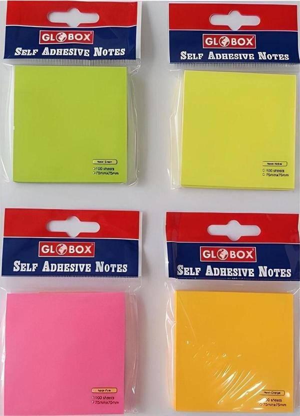 Globox Yapışkanlı Not Kağıdı 75X75Mm 100 Yaprak Neon 6633 (12 Li Paket) - Image 1