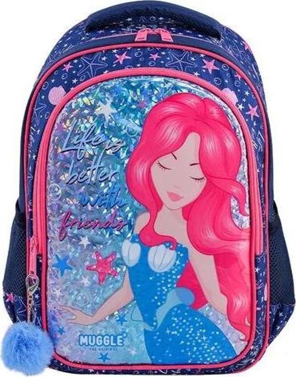 Muggle Okul Sırt Çantası Marmaid Lacivert Mu-8836 - Image 1