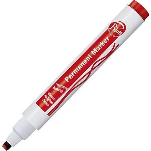 Bion Permanent Marker Koli Kalemi Kesik Uç Kırmızı 9177 (12 Li Paket) - Image 1