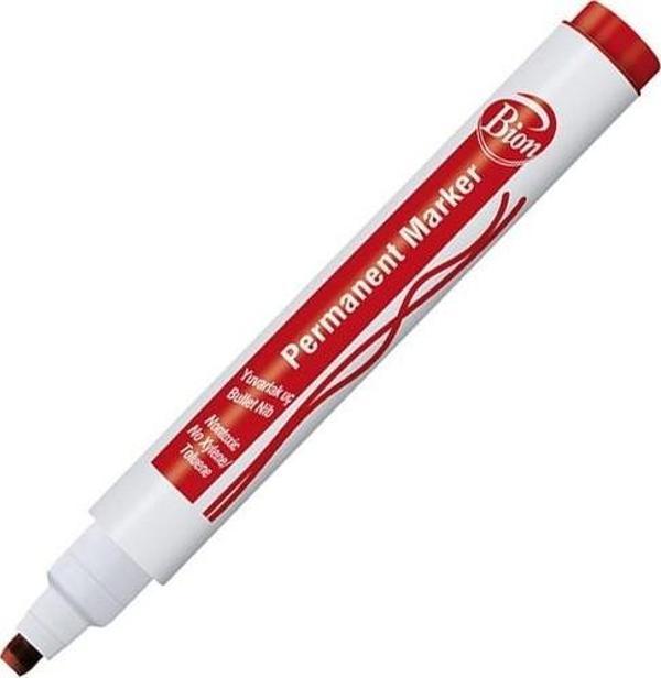 Bion Permanent Marker Koli Kalemi Kesik Uç Kırmızı 9177 (12 Li Paket) - Image 1