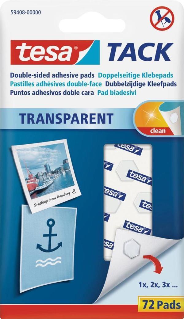 Tesa 59408 Tack Şeffaf Çift Taraflı Yapışkan Pedler 72 Pcs - Image 1