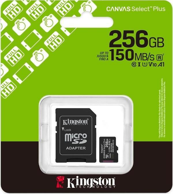 Kingston Sdcs3-256Gb 256Gb Microsdxc Canvas Select Plus Gen3 150Mb-S A1 Card + Adapter Hafıza Kartı - Image 1