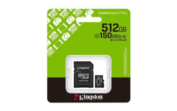 Kingston Sdcs3-512Gb 512Gb Microsdxc Canvas Select Plus Gen3 150Mb-S A1 Card + Adapter Hafıza Kartı - Image 1