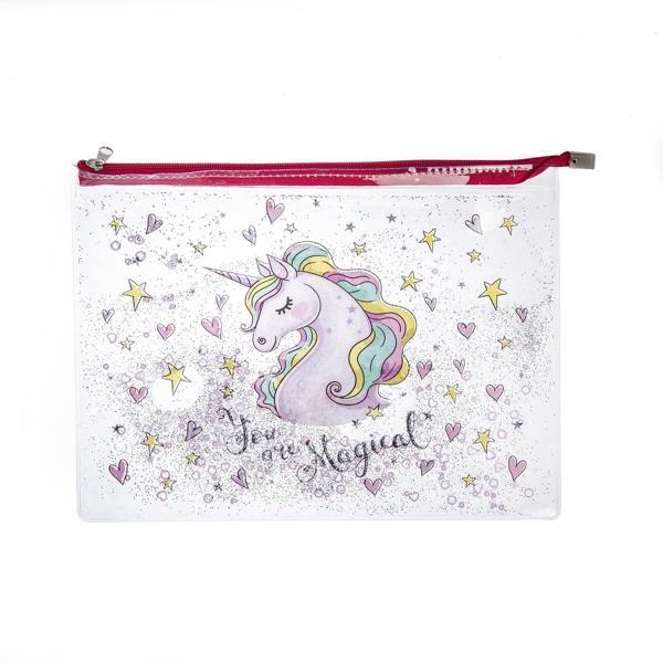 Vuki Fermuarlı Şeffaf Dosya Sulu A4 Flamingo Vk-0073-03 - Image 1