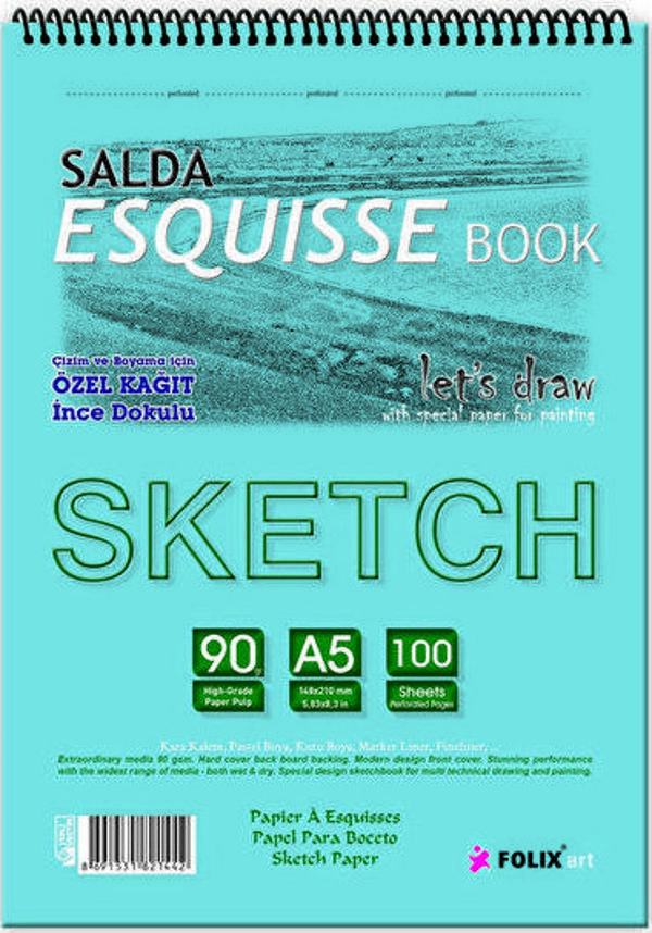 Salda Bloknot Not Defteri Sketch Tutkallı A5 90 Gram 100 Sayfa 821503 - Image 1