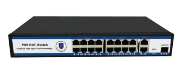 Nova Nvc-Pseg1622 16 Port Poe+ 10-100-1000 Mbps 2 Port 10-100-1000Mbps Uplink 2 Port Sfp Switch 300W - Image 1