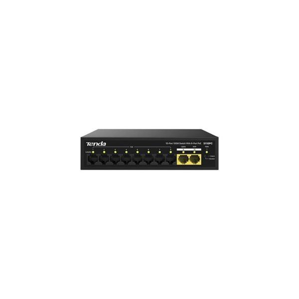 S110Pc 10 Port 8 Port Poe+ 10-100 Mbps + 2 Port Uplink Switch Hub Çelik Kasa Rack Mount - Image 1