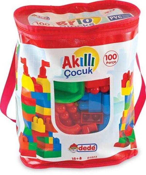 Dede Oyuncak Akıllı Çocuk Blok Seti Çantalı Lego (100 Parça) 01023 - Image 1