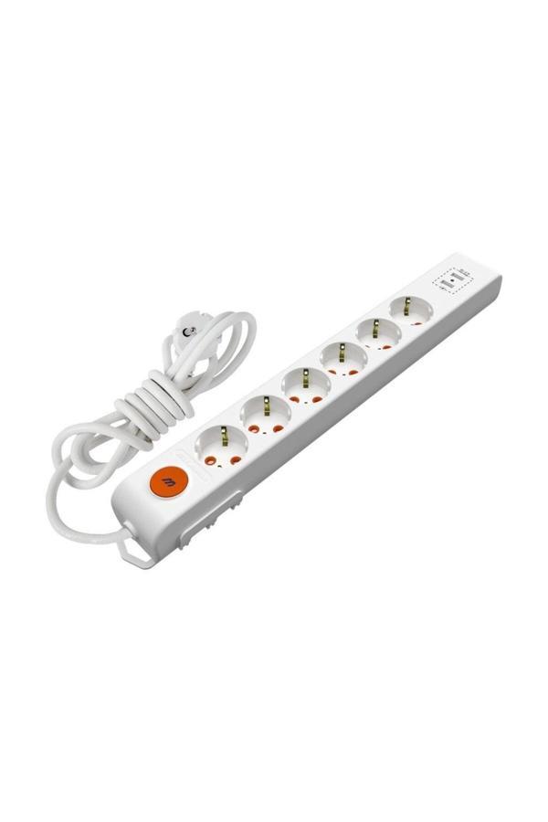 Ri-Tech 6 Lı 3 Metre Anahtarlı 2Usb Topraklı Grup Priz - Image 1
