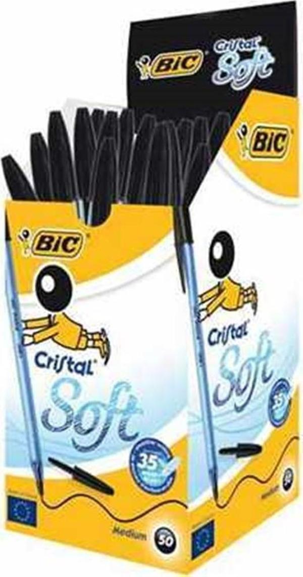 Bic Cristal Soft Tükenmez Kalem Siyah 50 Li 951433 (1 Paket 50 Adet) - Image 1