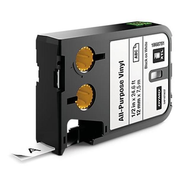 Dymo Xtl Çok Amaçlı Vinil Etiket 12 Mm X 7 M Beyaz/Siyah 1868751 - Image 1