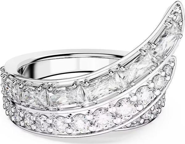 5665346 Swarovski Yüzük Hyperbola cocktail ring, Carbon neutral zirconia, Mixed cuts, Double bands, White, Rhodium plate - Image 1