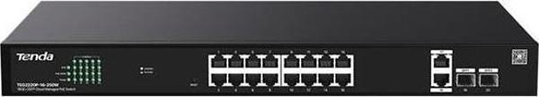 Tenda Teg2220P-16-250W 16 Port 10-100-1000 Poe +2 Sfp Switch Cloud Yönetilebilir Çelik Kasa Switch - Image 1