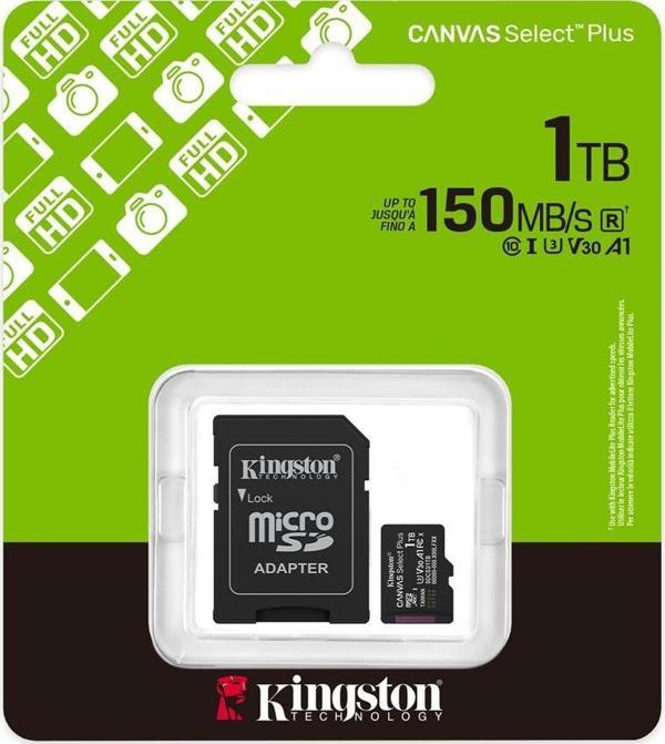 Kingston Sdcs3-1Tb 1Tb Microsdxc Canvas Select Plus Gen3 150Mb-S A1 Card + Adapter Hafıza Kartı - Image 1