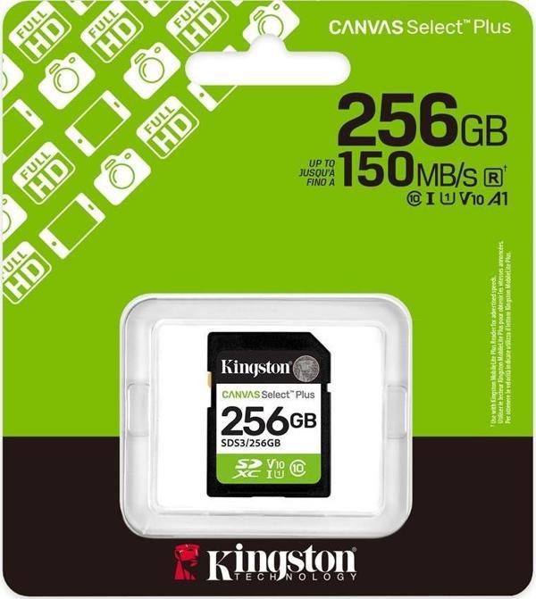 Kingston Sds3-256Gb 256Gb Sdxc Canvas Select Plus Gen3 150Mb-S C10 Uhs-İ U1 V10 Hafıza Kartı - Image 1