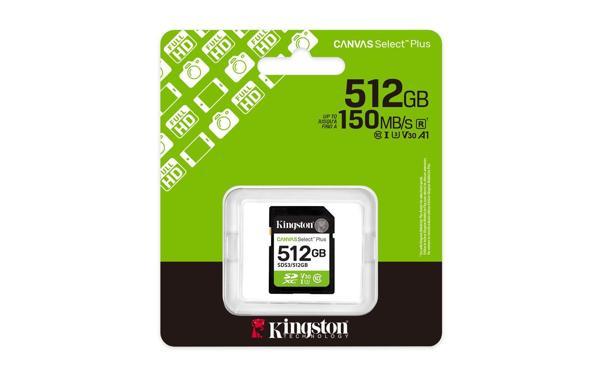 Kingston Sds3-512Gb 512Gb Sdxc Canvas Select Plus Gen3 150Mb-S C10 Uhs-İ U3 V30 Hafıza Kartı - Image 1