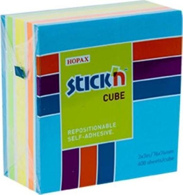 Hopax Stickn Yapışkanlı Not Kağıdı 76X76 Mm Küp 5 Renk 400 Yaprak 4-2153800-5001 - Image 1