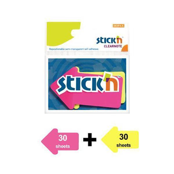 Hopax Stickn 76X50Mm Ok Şekilli Yapışkanlı Not Kağıdı Neon 2Renk 60 Yaprak - Image 1