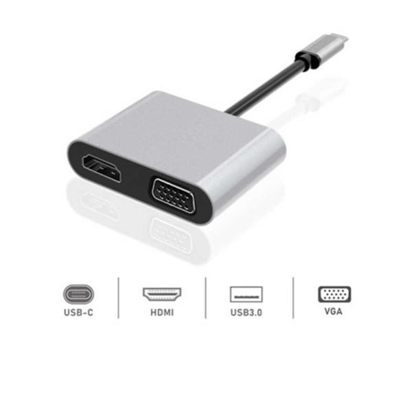 Premium 4 İn 1 Usb-Typ-C Hdmi Vga Hub For İpad Pro, Macbook, Pc, Laptop Dhu0004 - Image 1