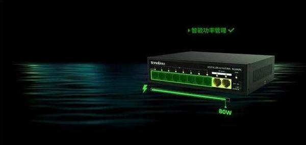 Tenda S110Gpc 10 Port 8 Port Poe+ 10-100 Mbps + 2 Port 10-100-1000 Uplink Switch Çelik Kasa - Image 1