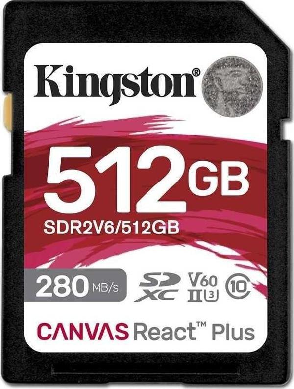 Kingston Sdr2V6-512Gb Canvas React Plus Sdxc Uhs-İi 280R-150W U3 V60 For Full Hd-4K Sd Hafıza Kartı - Image 1