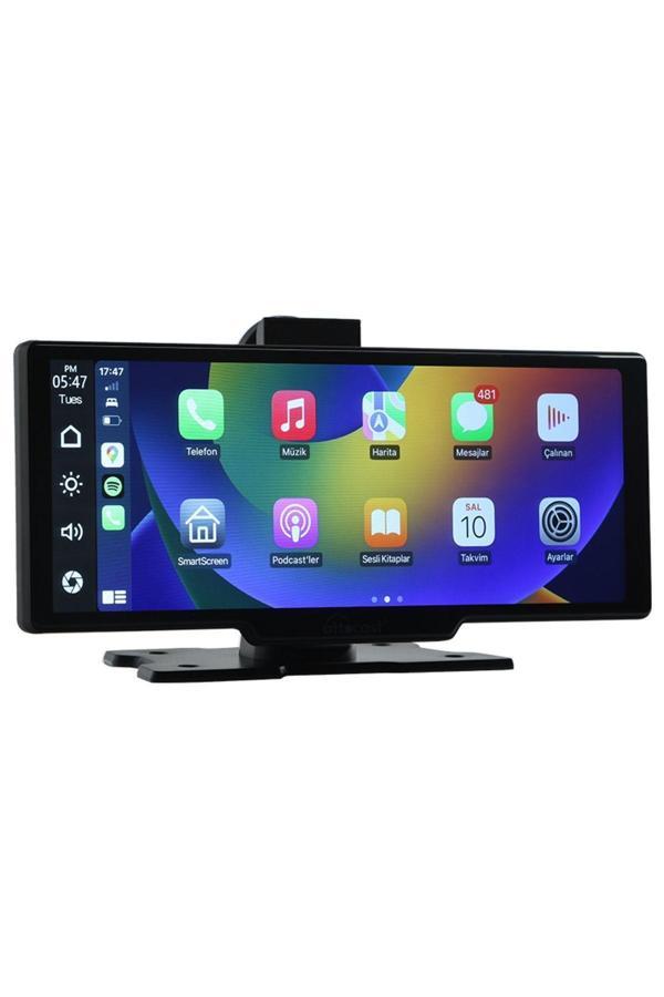 Ottocast 10" Taşınabilir Apple Carplay - Android Auto, Ön & Arka Kameralı Araç Multimedya - Image 1