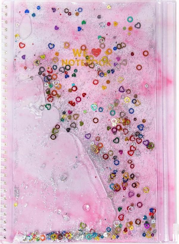 Vuki Sulu Çantalı Not Defteri  Orta Boy Pembe Mermer Vk-0086F - Image 1