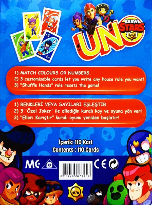 Resimli Uno Brawl Stars Oyun Kartı Mavi - Image 1