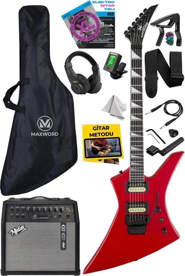 Maxword DG-34RD-50AMP Kelly Kasa Floyde Rose 2x Zebra HH Manyetik 50W Amfili Elektro Gitar - Image 1