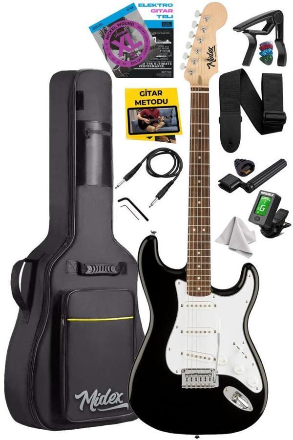 Midex RPH-30WB Gül Klavye Strat Kasa SSS Elektro Gitar Seti - Image 1