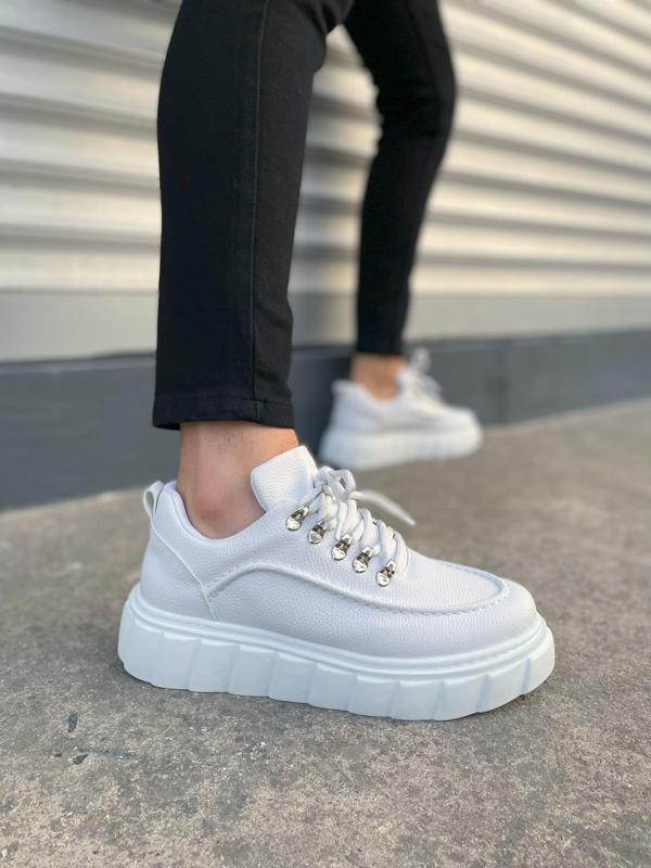 JY010 Cloud Bağcıklı Cilt Erkek Günlük Sneaker Ayakkabı CBT - Beyaz - Image 1