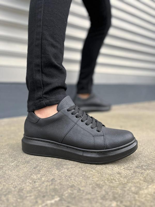 JY151 Boost Bağcıklı Cilt Erkek Günlük Sneaker Ayakkabı CST - Siyah - Image 1