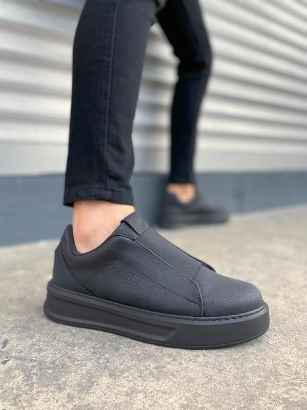 JY007 Alba Bağcıksız Cilt Erkek Günlük Sneaker Ayakkabı CST Siyah - Image 1