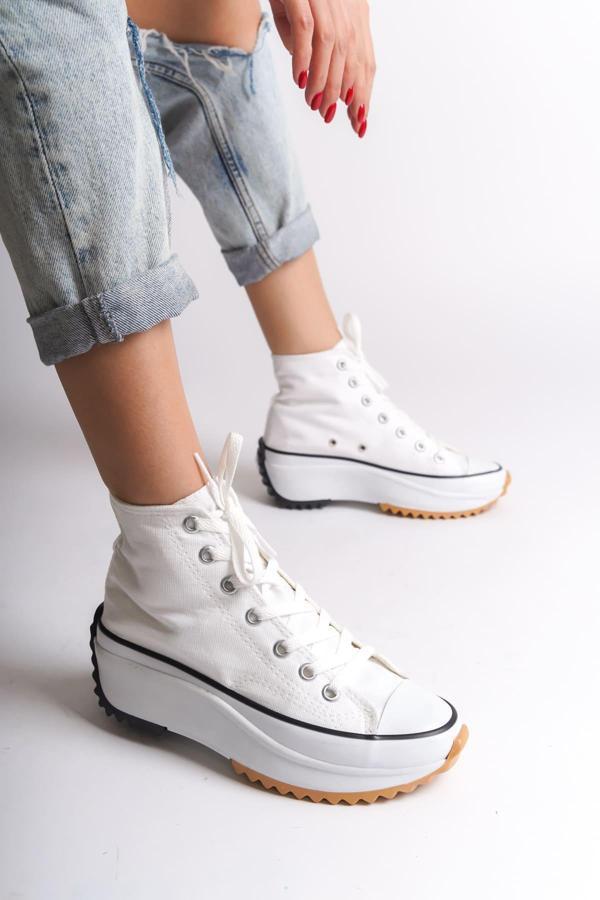 ROMA Bağcıklı Ortopedik Taban Kadın Sneaker Spor Ayakkabı TBT - Beyaz - Image 1