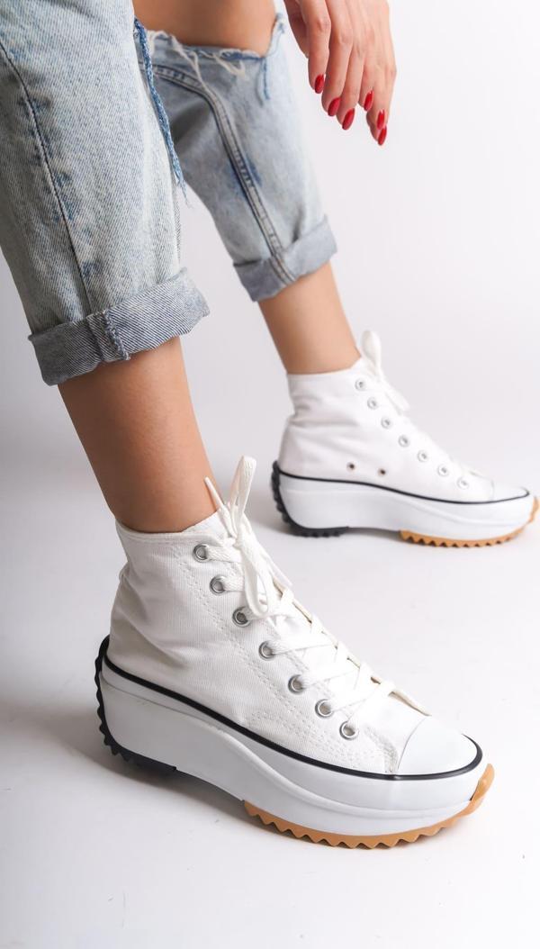 ROMA Bağcıklı Ortopedik Taban Kadın Sneaker Spor Ayakkabı TBT - Beyaz - Image 1